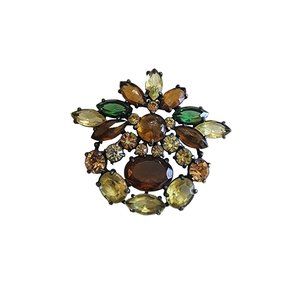 Vintage Signed Schiaparelli Rhinestone Brooch With Japanese Back (A2958)